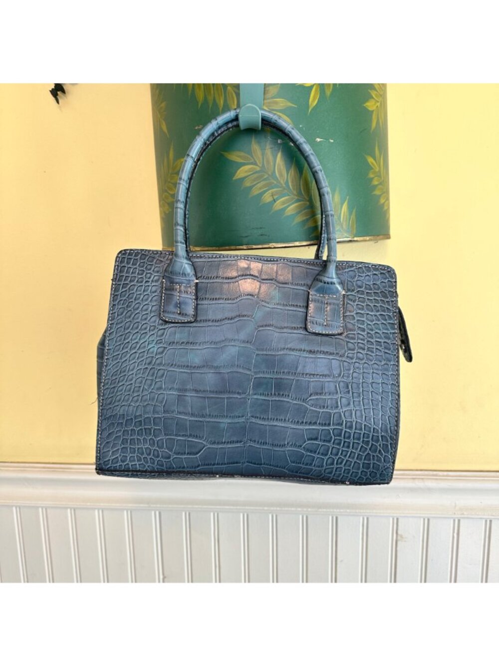 Tommy Hilfiger Vintage Y2K faux leather blue snake skin hand bag purse - Picture 8 of 11